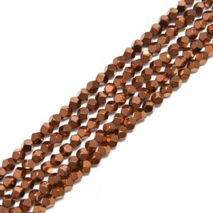 Copper Plated Hematite Star Cut Nugget Beads 4mm 15.5" Strand