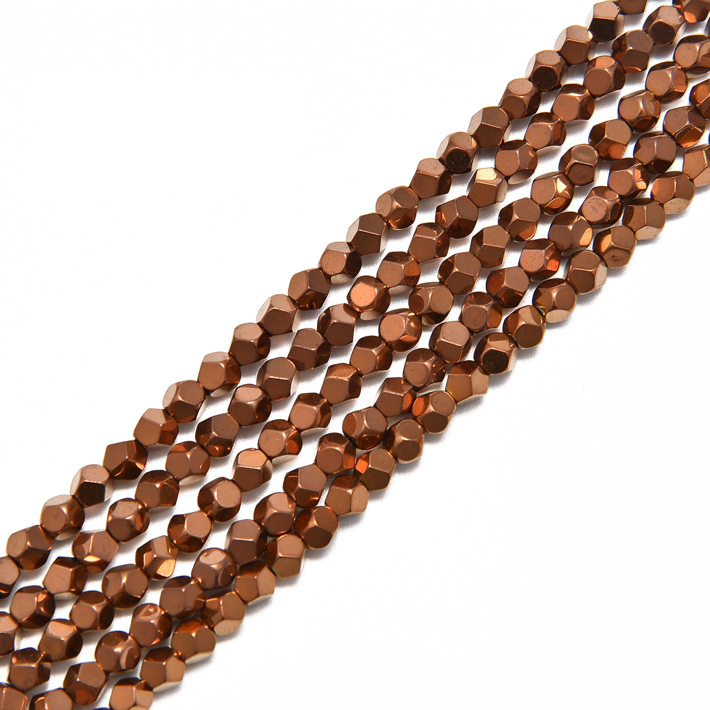 Copper Plated Hematite Star Cut Nugget Beads 4mm 15.5" Strand