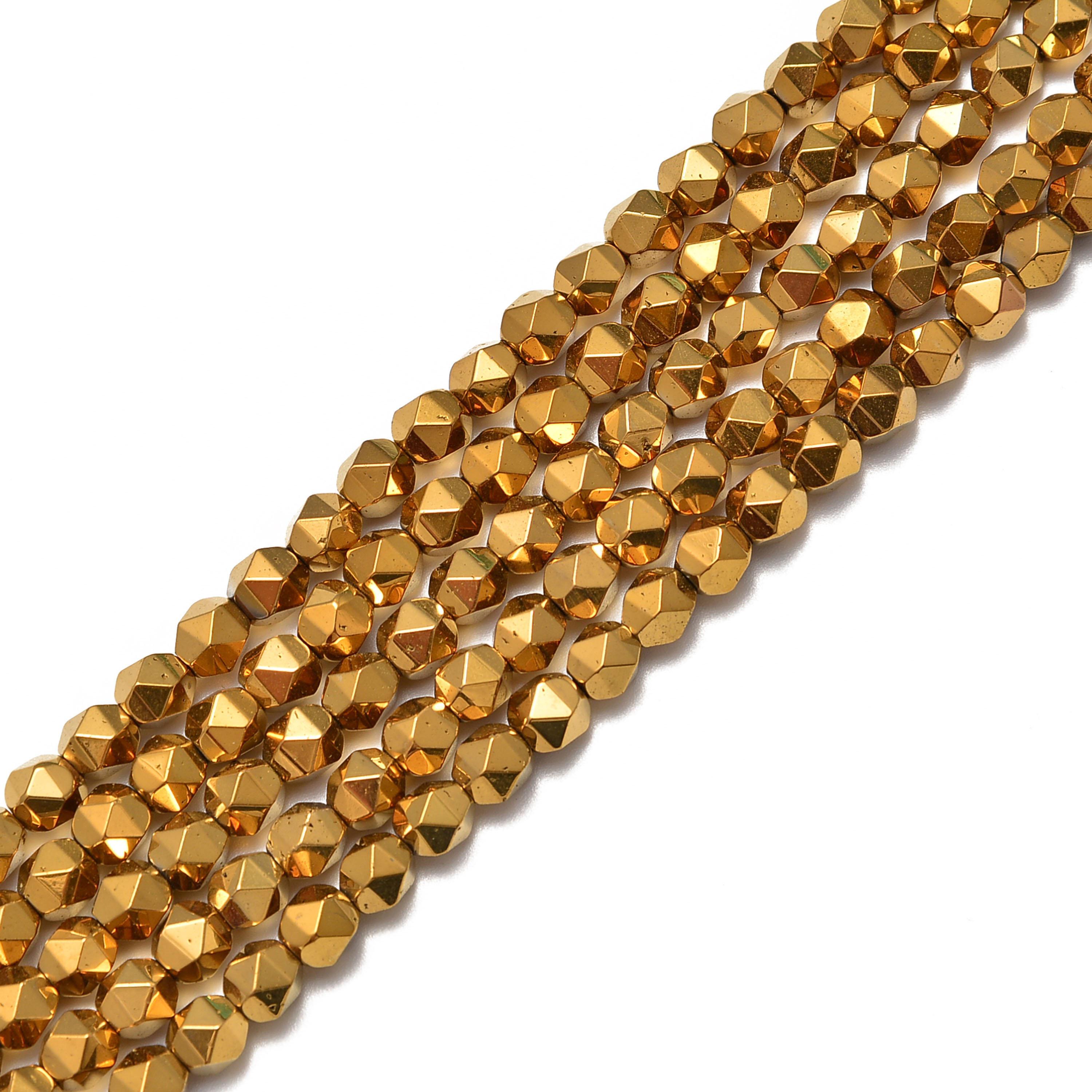 Gold Plated Hematite Star Cut Nugget Beads 8mm 15.5" Strand Gold Plated Hematite Star Cut Nugget Beads 8mm 15.5" Strand