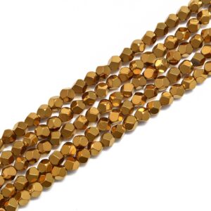 Gold Plated Hematite Star Cut Nugget Beads 4mm 15.5" Strand Gold Plated Hematite Star Cut Nugget Beads 4mm 15.5" Strand