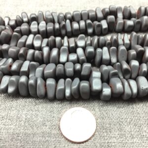 Gray Mat-Finished HEMATITE Beads. Flat Nuggets. 12mm. Full Strand 16". Gray Mat-Finished HEMATITE Beads. Flat Nuggets. 12mm. Full Strand 16".