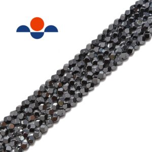 Natural Gray Hematite Star Cut Nugget Beads 4mm 15.5" Strand