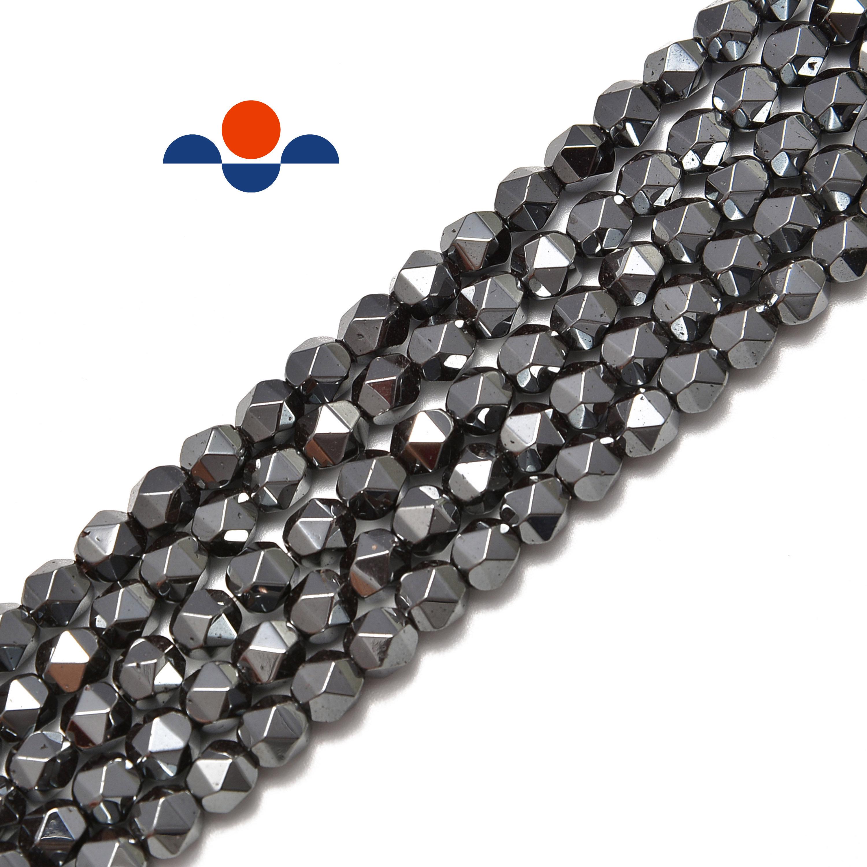 Natural Gray Hematite Star Cut Nugget Beads 8mm 15.5" Strand