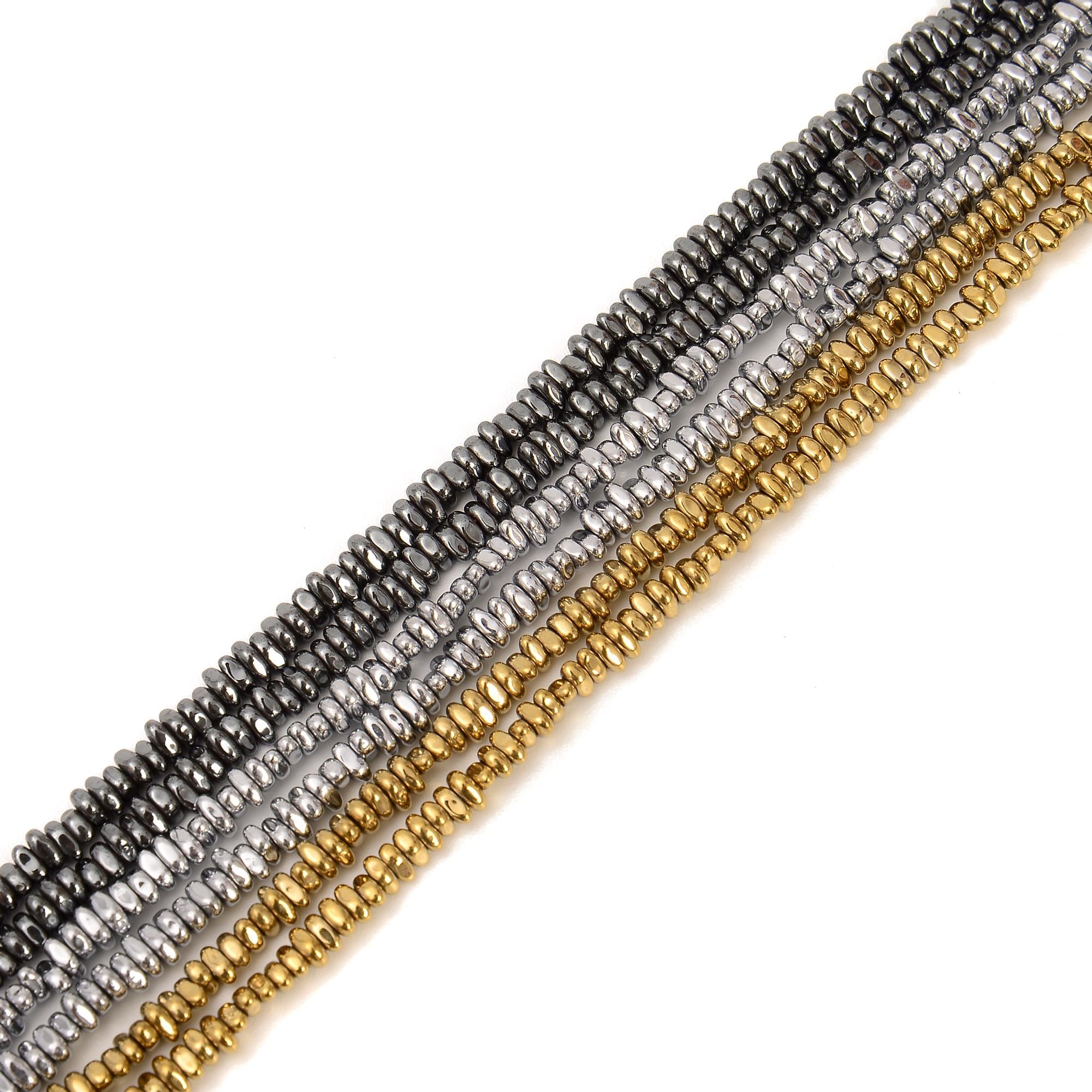 Titanium 14k Gold/gray/silver Hematite Irregular Nugget 1x3mm 3x6mm 15.5" Strand