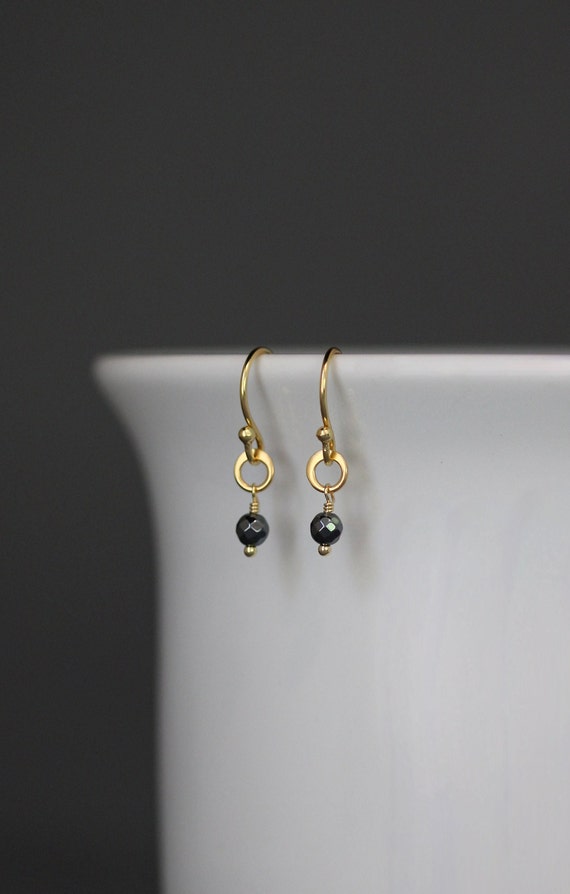 Hematite And Gold Earrings - Gray Gemstone Earrings - Small Gold Earrings - Brushed Gold Earrings - Jewelry Gift For Girl - Gray And Gold Hematite And Gold Earrings - Gray Gemstone Earrings - Small Gold Earrings - Brushed Gold Earrings - Jewelry Gift For Girl - Gray And Gold