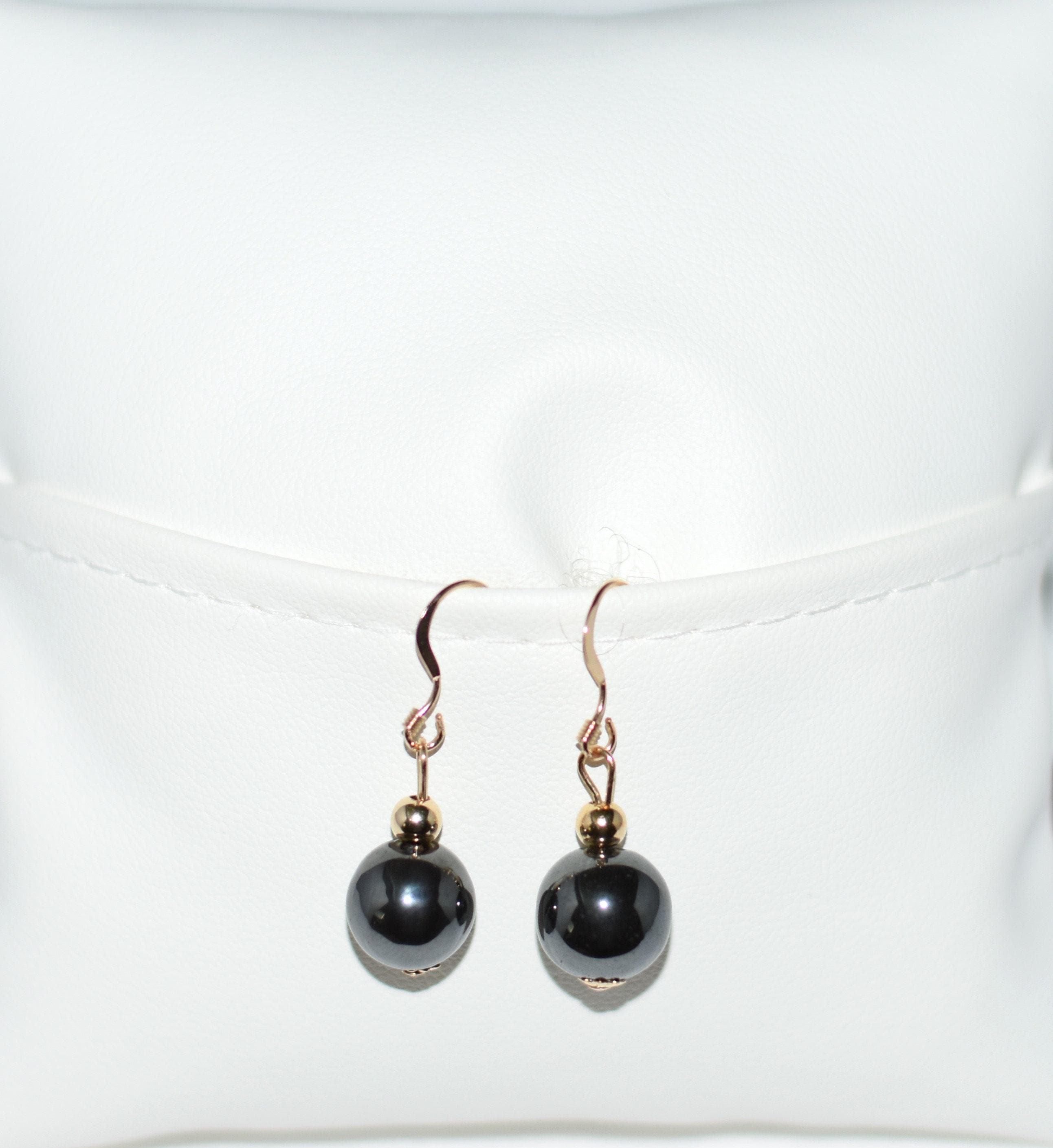 Hematite Dangle Earrings – 14k Gold Filled - Dark Gray Gemstone Jewelry For Women, Success Gift