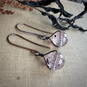 Hematite In Strawberry Quartz Ball Bead Earrings