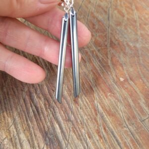 Just listed. Stick hematite earrings. Dagger earrings. Long metallic earrings