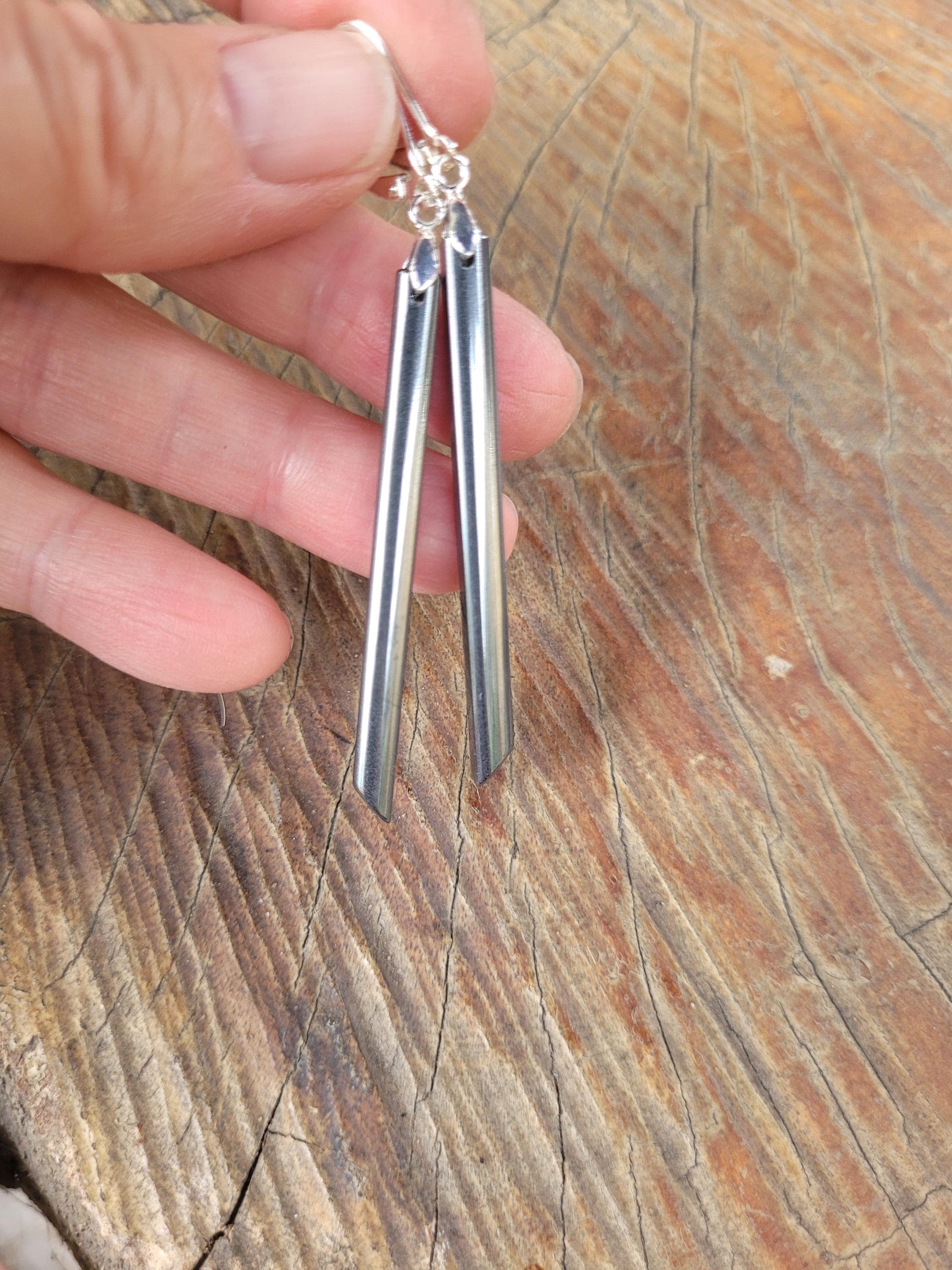 Just Listed. Stick Hematite Earrings. Dagger Earrings. Long Metallic Earrings