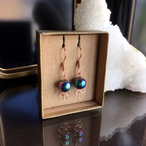 Rainbow Hematite Drop Earrings, Handmade Jewelry