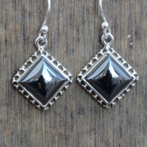 Hematite Sterling Silver Drop Earrings Natural Iron Ore Gemstone