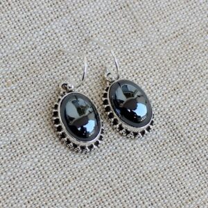 Hematite Sterling Silver Earrings Handmade Gemstone Dangles