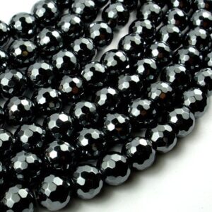 Hematite, 10mm, Faceted Round Beads, 15 Inch, Full strand, Approx 41 beads, Hole 1mm (269025006) Hematite, 10mm, Faceted Round Beads, 15 Inch, Full strand, Approx 41 beads, Hole 1mm (269025006)