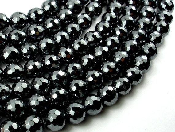 Hematite, 10mm, Faceted Round Beads, 15 Inch, Full Strand, Approx 41 Beads, Hole 1mm (269025006)