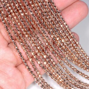 2mm Rose Gold Hematite Gemstone Grade AAA Faceted Round Loose Beads 15.5 inch Full Strand LOT 1,2,6,12 and 50 (80000715-787) 2mm Rose Gold Hematite Gemstone Grade AAA Faceted Round Loose Beads 15.5 inch Full Strand LOT 1,2,6,12 and 50 (80000715-787)
