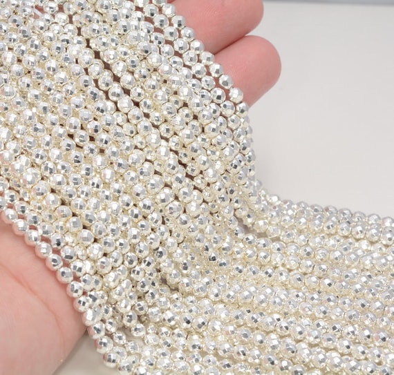 2mm Titanium Silver Hematite Gemstone Faceted Round 2mm Loose Beads 15.5 Inch Full Strand Lot 1,2,6,12 And 50 (80006014-483)