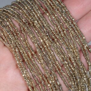 2x1mm 18k Gold Hematite Gemstone Faceted Rondelle 2x1mm Loose Beads 15 inch Full Strand BULK LOT 1,2,6,12 and 50 (80002409-784) 2x1mm 18k Gold Hematite Gemstone Faceted Rondelle 2x1mm Loose Beads 15 inch Full Strand BULK LOT 1,2,6,12 and 50 (80002409-784)