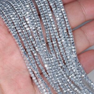 2x1mm Silver Hematite Gemstone Silver Faceted Rondelle 2x1mm Loose Beads 15 inch Full Strand (80002408-784) 2x1mm Silver Hematite Gemstone Silver Faceted Rondelle 2x1mm Loose Beads 15 inch Full Strand (80002408-784)
