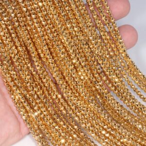 3mm 24k Gold Hematite Gemstone Grade AAA Faceted Round Loose Beads 15.5 inch Full Strand LOT 1,2,6,12 and 50 (80000680-787) 3mm 24k Gold Hematite Gemstone Grade AAA Faceted Round Loose Beads 15.5 inch Full Strand LOT 1,2,6,12 and 50 (80000680-787)