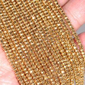 3x2mm 24k Gold Hematite Gemstone Grade AAA Faceted Rondelle 3x2mm Loose Beads 15.5 inch Full Strand LOT 1,2,6,12 and 50 (80003276-148)