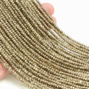 3x2mm Light 18k Gold Hematite Gemstone Micro Faceted Rondelle Beads 15.5 inch Full Strand BULK LOT 1,2,6,12 and 50 (80007526-A263) 3x2mm Light 18k Gold Hematite Gemstone Micro Faceted Rondelle Beads 15.5 inch Full Strand BULK LOT 1,2,6,12 and 50 (80007526-A263)