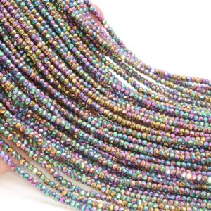 3x2mm Rainbow Hematite Gemstone Micro Faceted Rondelle Beads 15.5 inch Full Strand BULK LOT 1,2,6,12 and 50 (80007533-A263) 3x2mm Rainbow Hematite Gemstone Micro Faceted Rondelle Beads 15.5 inch Full Strand BULK LOT 1,2,6,12 and 50 (80007533-A263)