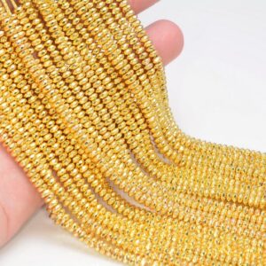 4x2mm Titanium Gold Hematite Gemstone Gold Faceted Rondelle Loose Beads 15.5 inch Full Strand LOT 1,2,6,12 and 50 (80006028-483) 4x2mm Titanium Gold Hematite Gemstone Gold Faceted Rondelle Loose Beads 15.5 inch Full Strand LOT 1,2,6,12 and 50 (80006028-483)