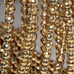 8mm 18k Gold Hematite Gemstone 18k Gold Faceted Round 8mm Loose Beads 15.5 inch Full Strand LOT 1,2,6,12 and 50 (90182543-395) 8mm 18k Gold Hematite Gemstone 18k Gold Faceted Round 8mm Loose Beads 15.5 inch Full Strand LOT 1,2,6,12 and 50 (90182543-395)