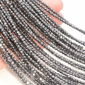 Black Hematite Gemstone Grade AAA Micro Faceted Round 2mm 3mm 4mm Loose Beads 15.5 inch Full Strand BULK LOT 1,2,6,12 and 50 (A261) Black Hematite Gemstone Grade AAA Micro Faceted Round 2mm 3mm 4mm Loose Beads 15.5 inch Full Strand BULK LOT 1,2,6,12 and 50 (A261)