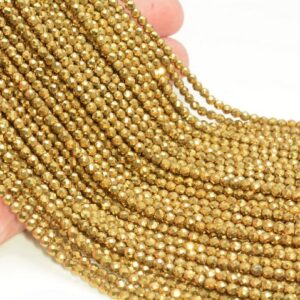 Gold Hematite Gemstone Grade AAA Micro Faceted Round 2mm 3mm 4mm Loose Beads 15.5 inch Full Strand BULK LOT 1,2,6,12 and 50 (A261) Gold Hematite Gemstone Grade AAA Micro Faceted Round 2mm 3mm 4mm Loose Beads 15.5 inch Full Strand BULK LOT 1,2,6,12 and 50 (A261)