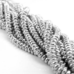 Silver Hematite Gemstone Silver Faceted Rondelle 8x5mm Loose Beads 16 inch Full Strand LOT 1,2,6,12 and 50 (90145586-335) Silver Hematite Gemstone Silver Faceted Rondelle 8x5mm Loose Beads 16 inch Full Strand LOT 1,2,6,12 and 50 (90145586-335)