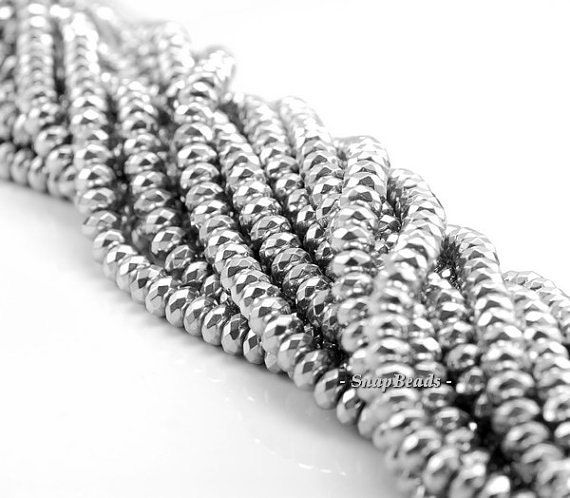 Silver Hematite Gemstone Silver Faceted Rondelle 8x5mm Loose Beads 16 Inch Full Strand Lot 1,2,6,12 And 50 (90145586-335)