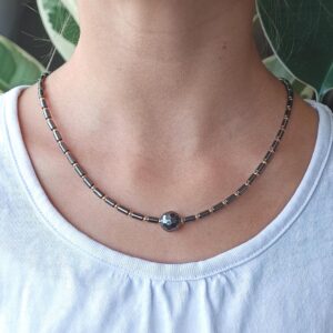 black hematite necklace and gold black hematite necklace and gold
