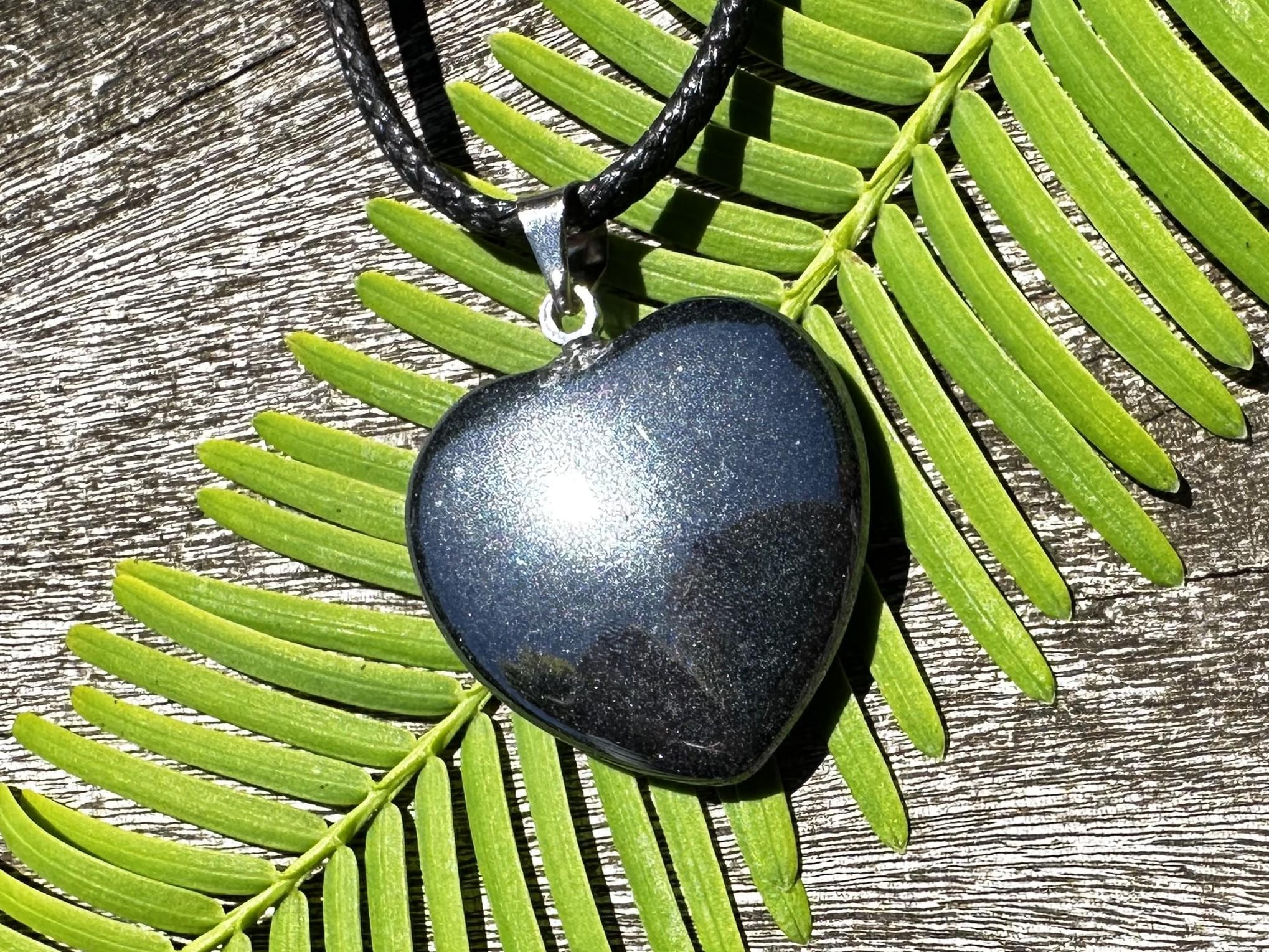 Hematite Carved Heart Healing Stone Necklace With Positive Healing Energy!