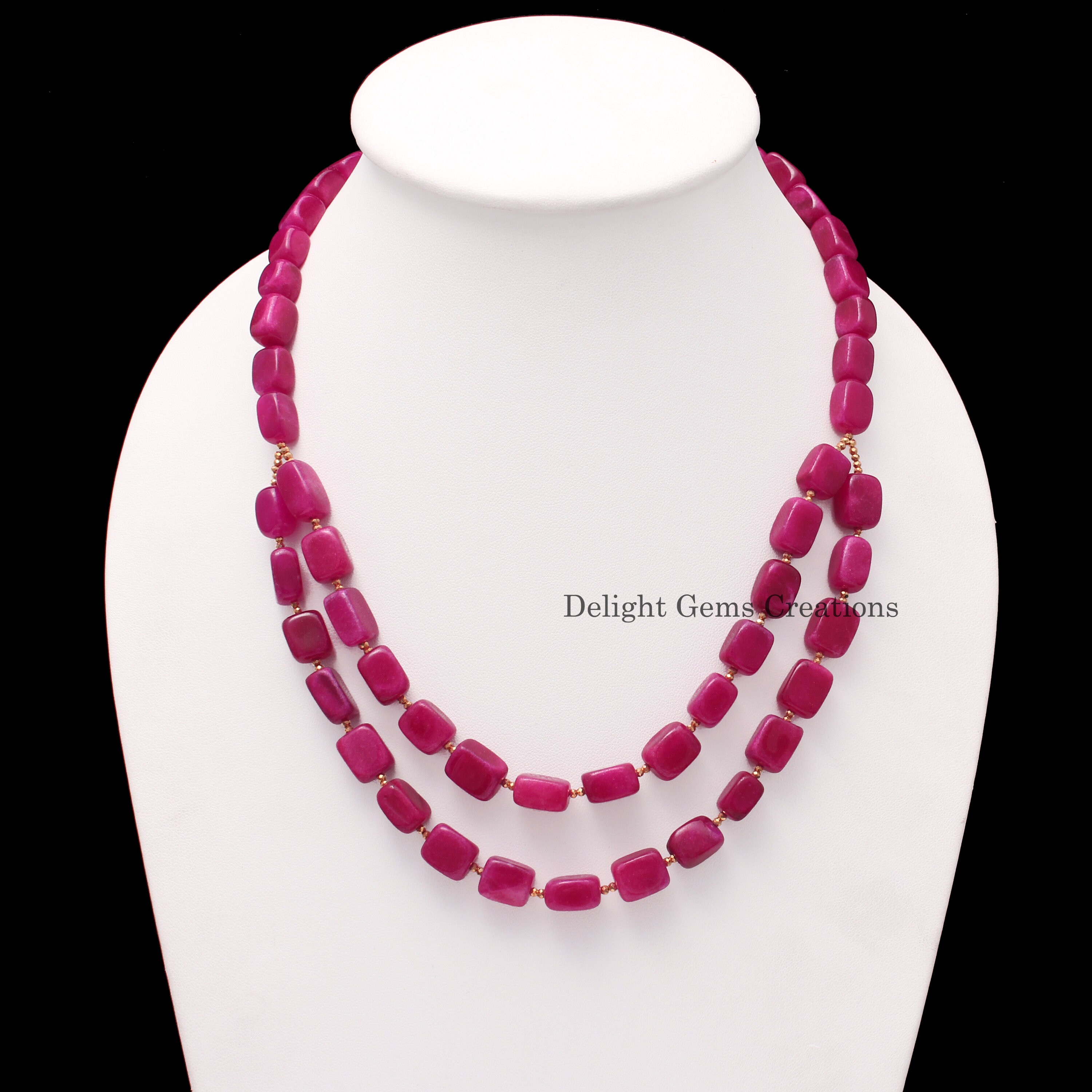 Designer Pink Quartz With Hematite Beaded Necklace-aaa Quality Fine Bead Necklace-multi Layer Necklace-pink Necklace-women Necklace-art Deco