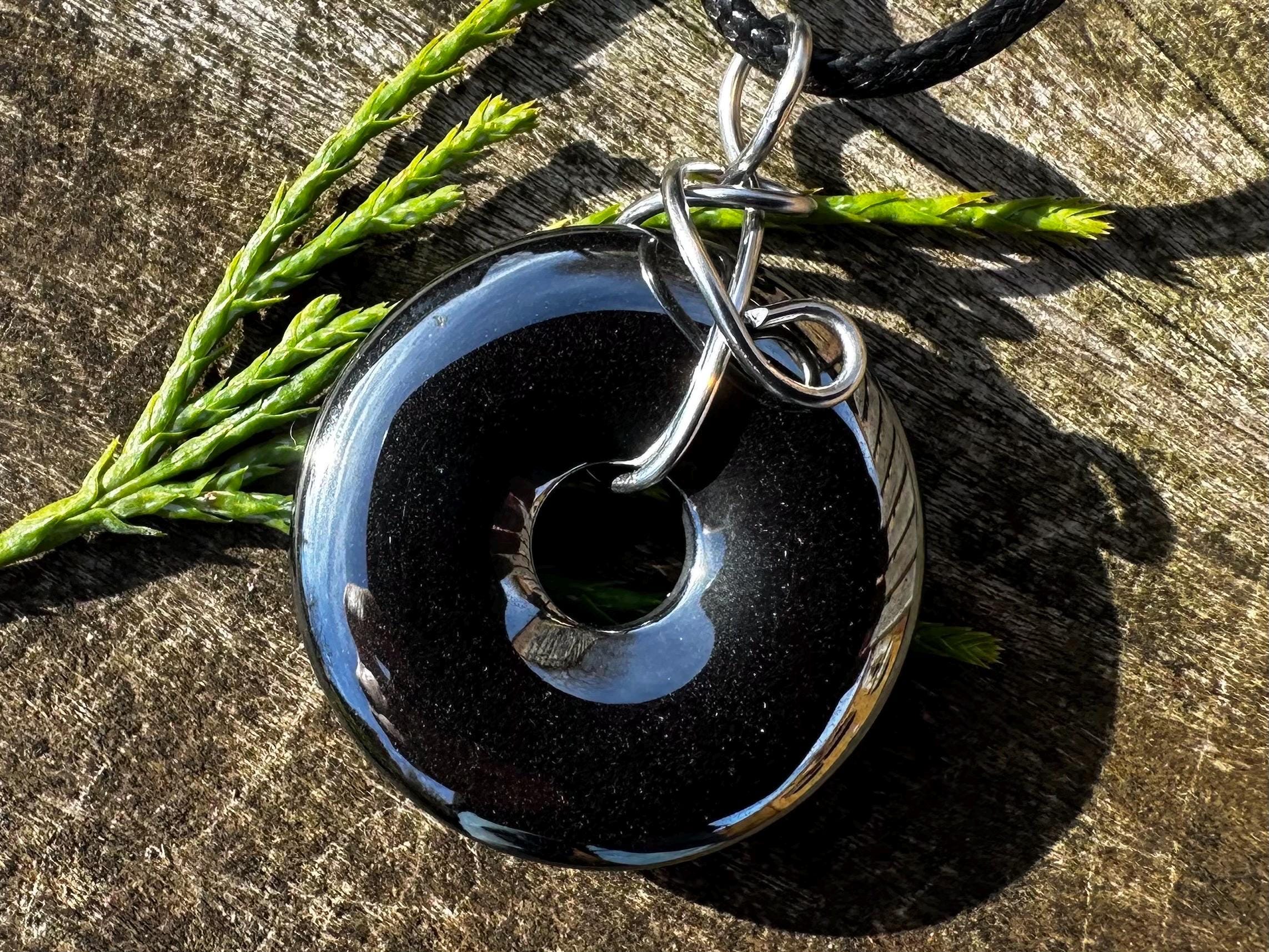 Hematite Donut, Healing Stone Necklace With Positive Energy!