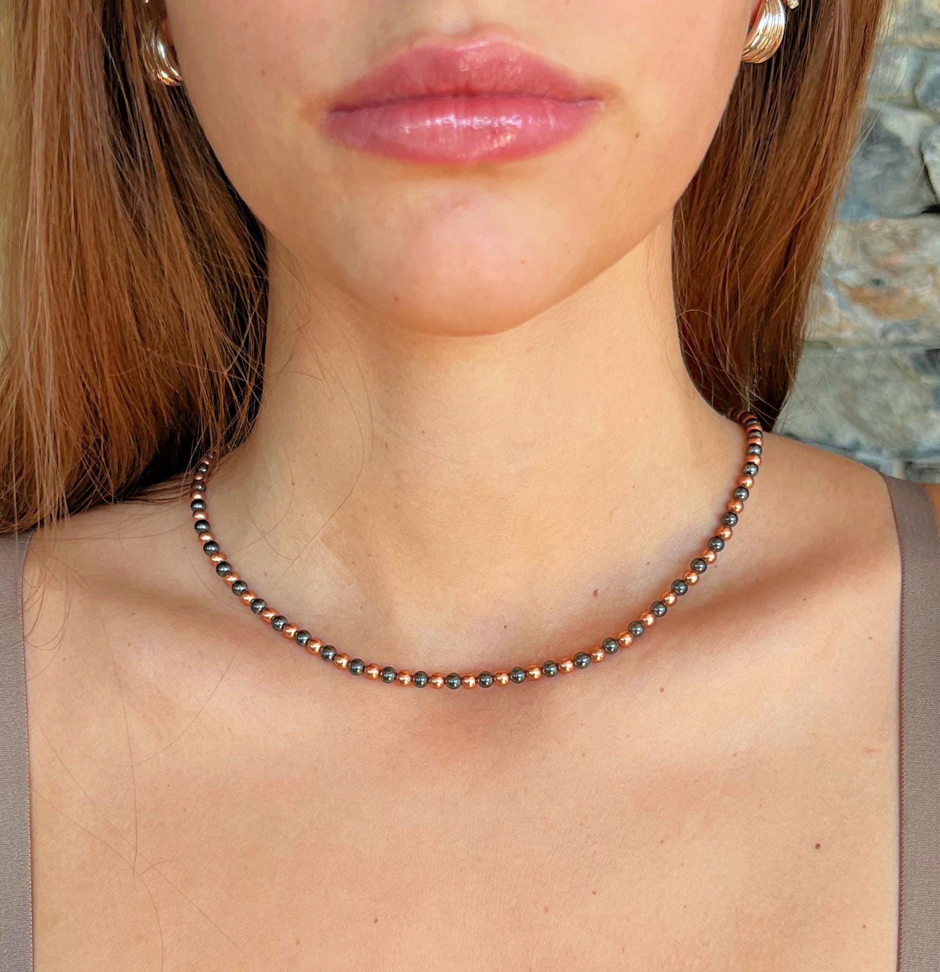 Genuine Copper & Magnetic Hematite Necklace // Stimulates Energy Flow - Wonderfully Protective And Grounding