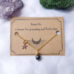 Gold plated Hematite Whimsigoth Star Necklace - Protection - Grounding Gold plated Hematite Whimsigoth Star Necklace - Protection - Grounding