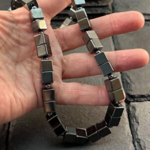 Handmade Hematite Cube Necklace: Energy Protection Crystal Jewelry Handmade Hematite Cube Necklace: Energy Protection Crystal Jewelry