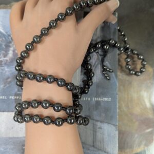 Hematite Mala Of Honor • 8mm • 108+ • Knotted • Strength & Protection • Tribute To Courage • Midnight Black Yarn • Courage Integrity • 5115 Hematite Mala Of Honor • 8mm • 108+ • Knotted • Strength & Protection • Tribute To Courage • Midnight Black Yarn • Courage Integrity • 5115