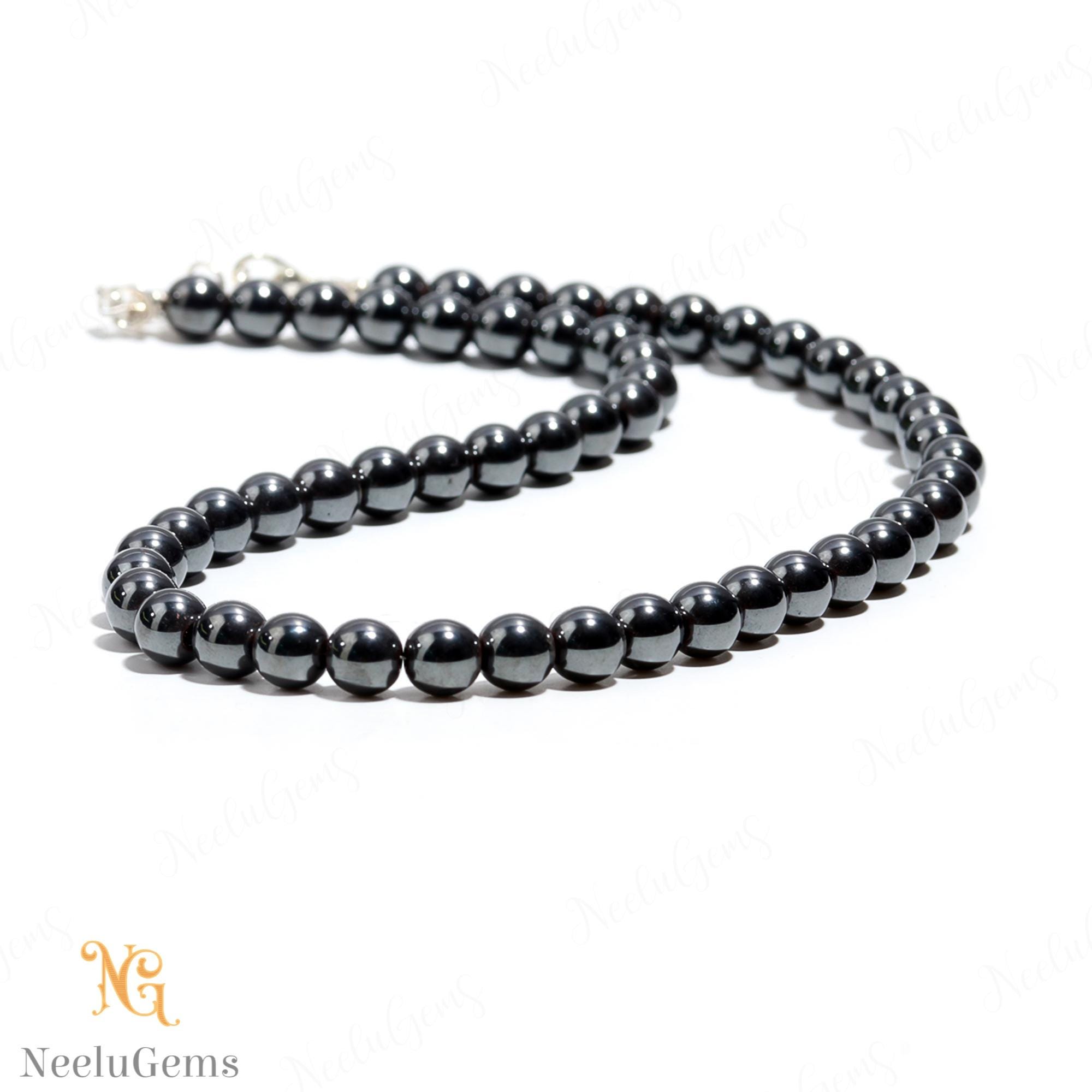 Natural Hematite Necklace, 8mm Gunmetal Grey Round Bead Jewelry, 18 Inch Metallic Stone, Grounding Protection Gift For Men And Women, Aaa Natural Hematite Necklace, 8mm Gunmetal Grey Round Bead Jewelry, 18 Inch Metallic Stone, Grounding Protection Gift For Men And Women, Aaa