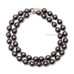 Natural Hematite Beaded Necklace, 8mm/3mm Smooth Round/Faceted Rondelle Beads Necklace, Women's Necklace, Gemstone Necklace,Anniversary Gift Natural Hematite Beaded Necklace, 8mm/3mm Smooth Round/Faceted Rondelle Beads Necklace, Women's Necklace, Gemstone Necklace,Anniversary Gift