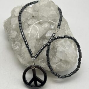 Hematite Peace Necklace-18" Hematite Peace Necklace-18"