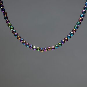 Rainbow Hematite Beaded Choker: Iridescent Gemstone Crystal Necklace