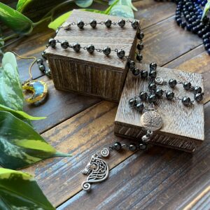 Hematite Rosary - Norse, Odin, Wolf - Prayer Beads, Crystals, Mala, Jewelry, Necklace Hematite Rosary - Norse, Odin, Wolf - Prayer Beads, Crystals, Mala, Jewelry, Necklace