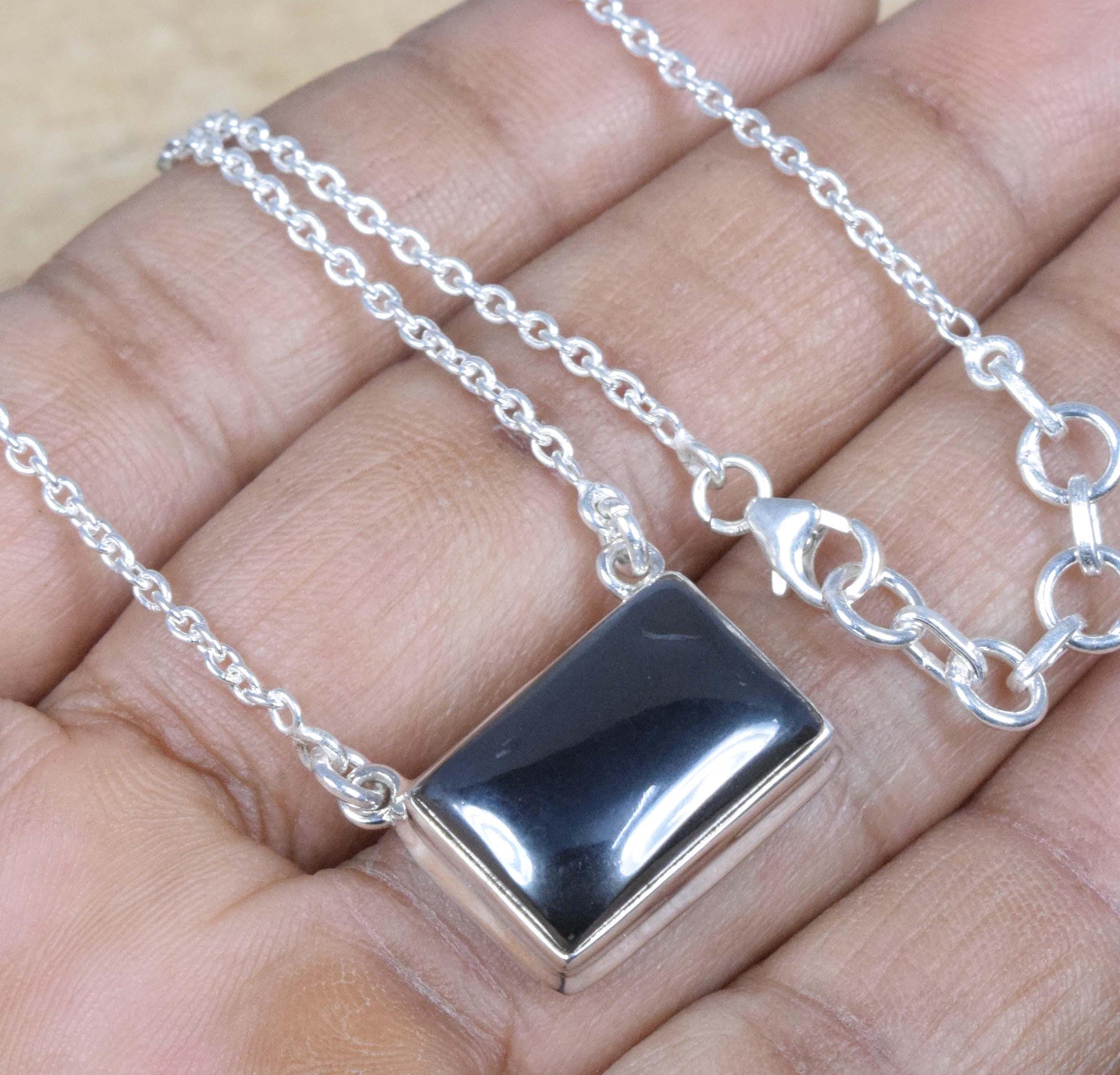 Hematite Sterling Silver Necklace: Handmade Gemstone Chain Jewelry