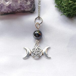 Hematite Triple Moon Pentacle Necklace Hematite Triple Moon Pentacle Necklace