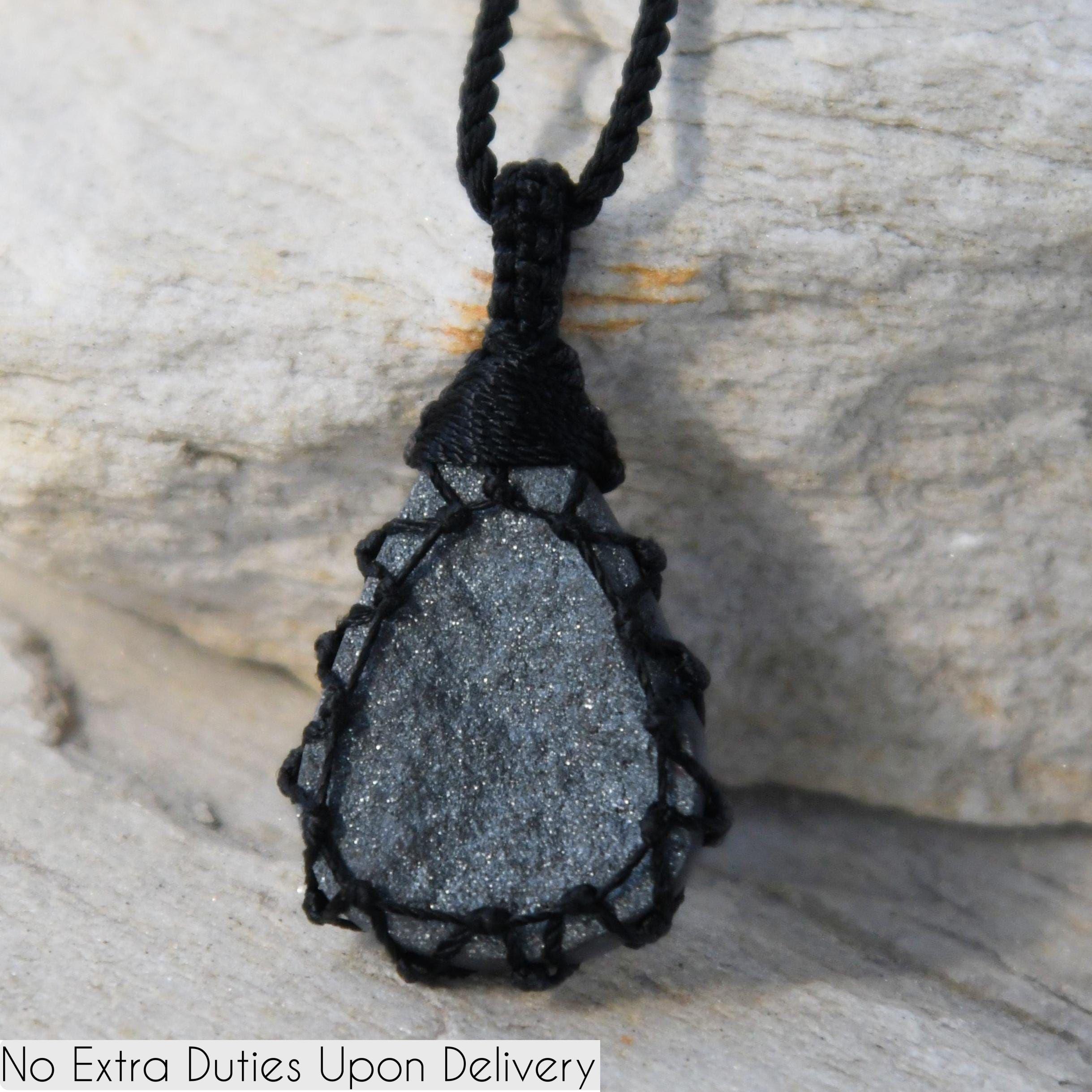 Raw Crystal Hematite Necklace For Men, Viking Jewelry, Cognitive Support And Focus Natural Stone Pendant- Students Gift