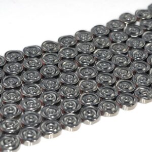 12mm Grey Hematite Gemstone Rose Flower Carved 12mm Loose Beads 16 Inch Full Strand Lot 1,2,6,12 And 50 (90185611-842)