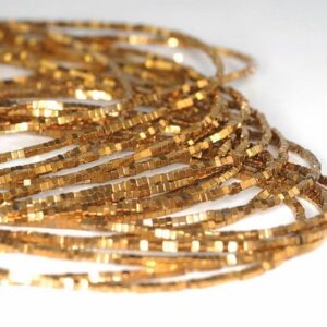 1x1mm Gold Hematite Gemstone Square Cube 1x1mm Loose Beads 16 inch Full Strand LOT 1,2,6,12 and 50 (90185558-837)
